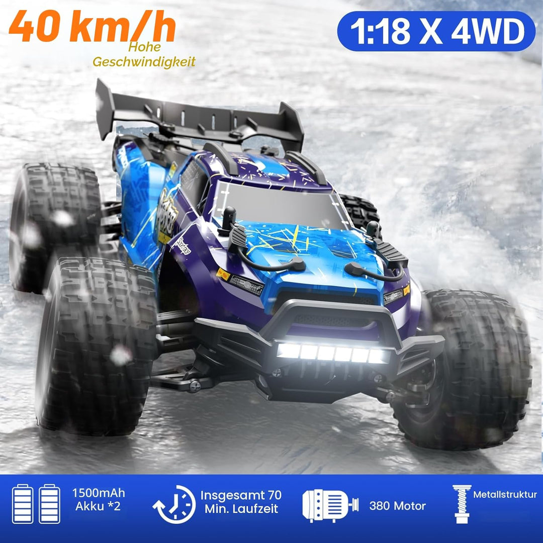 YONCHER Ferngesteuertes Auto,1:18 40KM/H RC Auto für Erwachsene Kinder, 4WD Offroad RC Buggy, Monste
