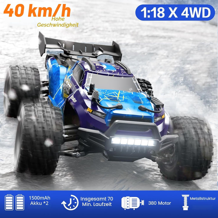 YONCHER Ferngesteuertes Auto,1:18 40KM/H RC Auto für Erwachsene Kinder, 4WD Offroad RC Buggy, Monste