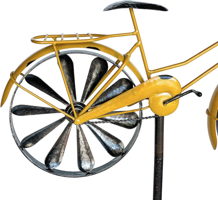 DanDiBo Gartenstecker Metall Fahrrad XL 160 cm Gelb 96101 Shabby Windspiel Windrad Wetterfest Garten