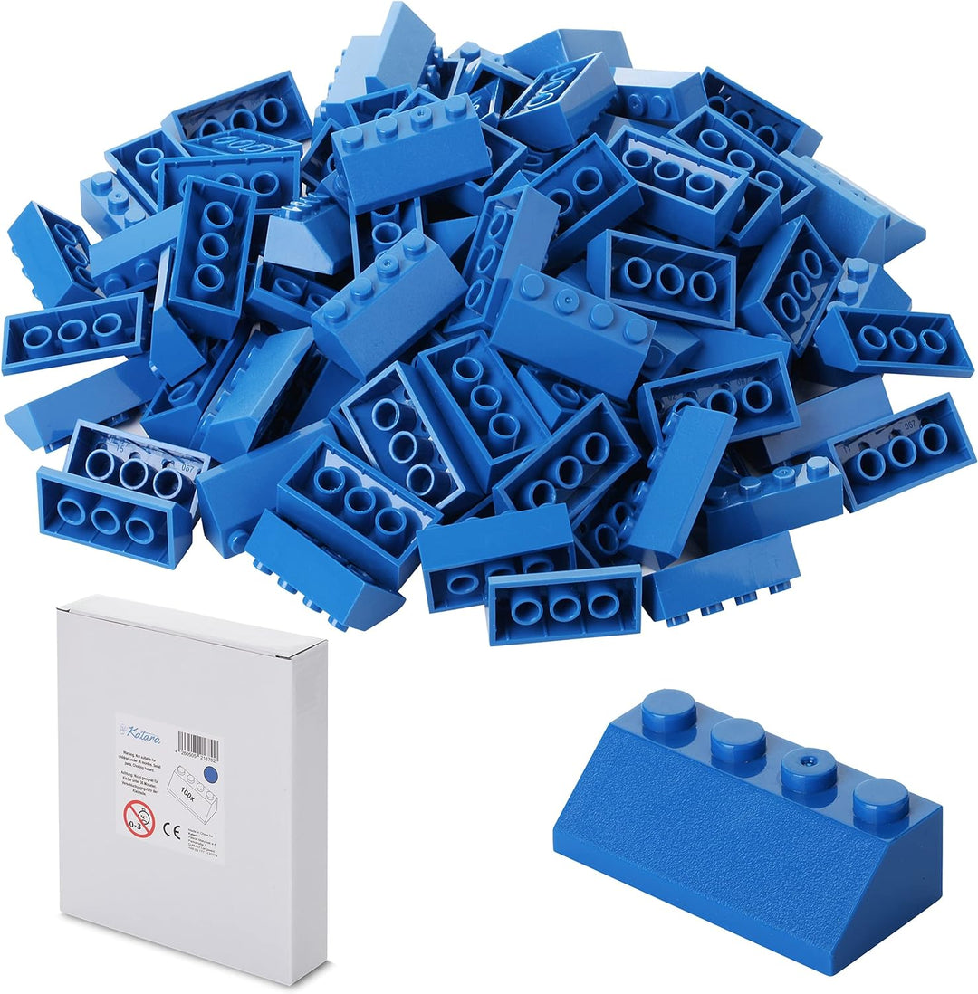 100 Bausteine In Dachform, Kompatibel Zu Allen Anderen Herstellern - Blau, Blau
