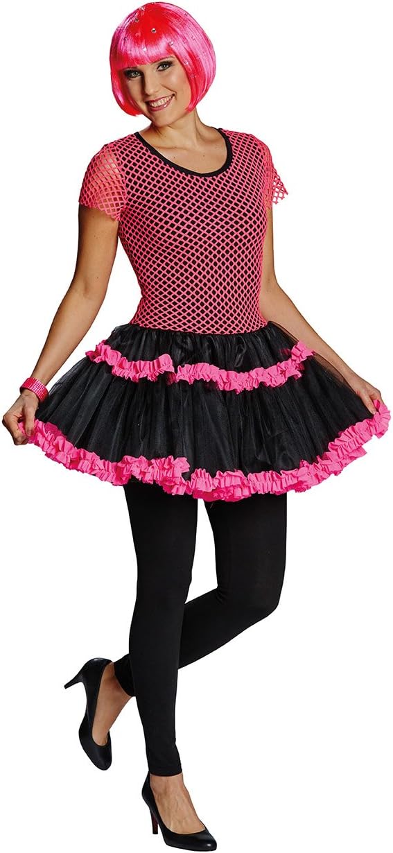 Netzkleid neon pink, gelb, grün, orange * Petticoat Kostüm * 80er Jahre (38, pink)