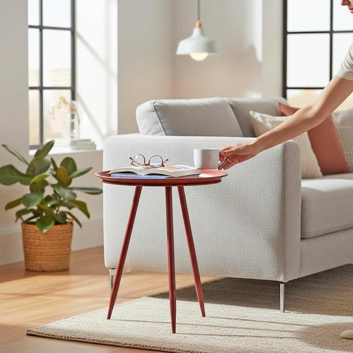 Haku Möbel Beistelltisch rot, Metall - Masse: H 47 cm x Ø 38 cm, Style: Modern Ø 38 x H 47 cm Rot, Ø