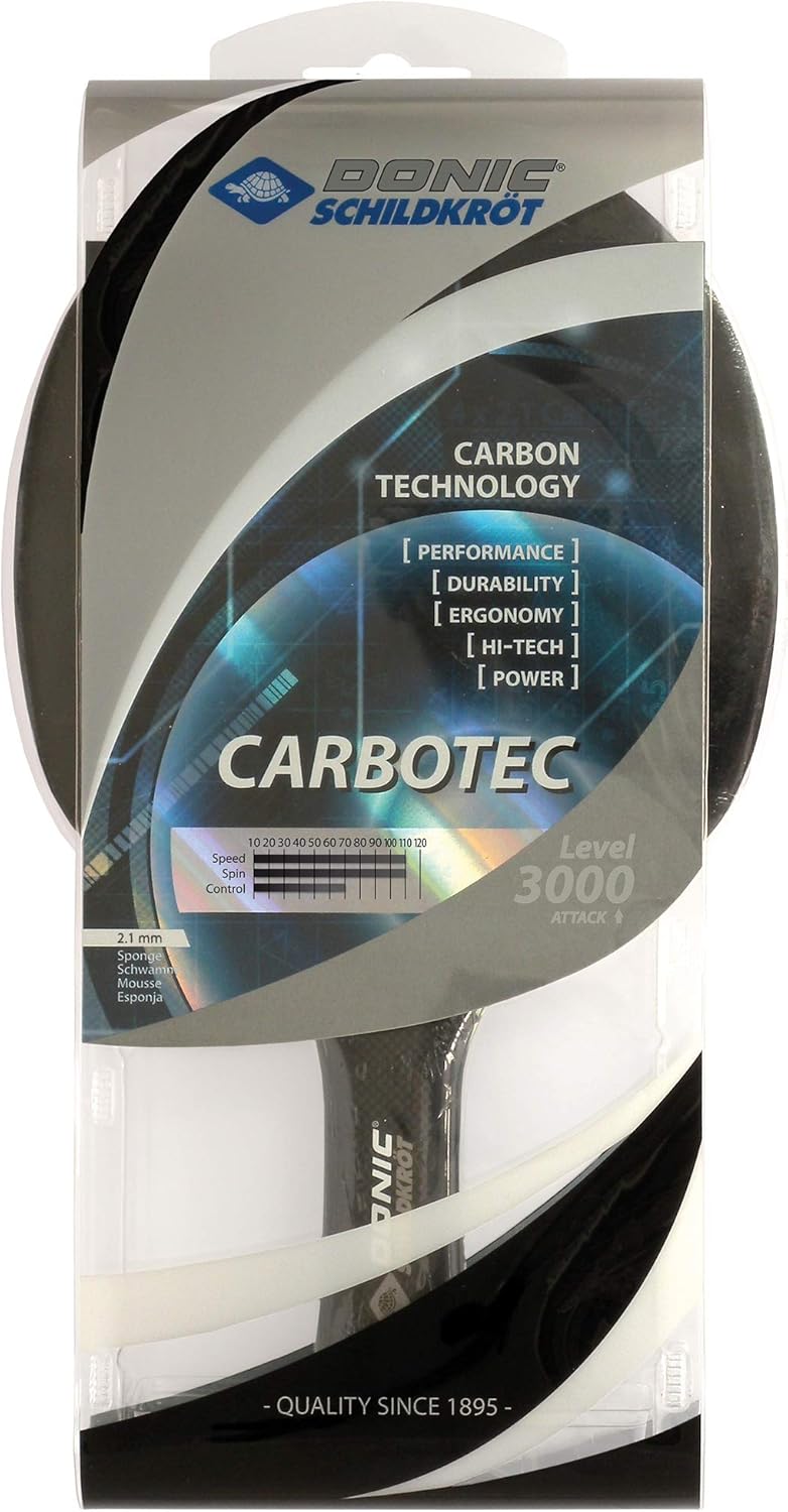 Donic-Schildkröt Tischtennisschläger CarboTec 3000, Carbon, One-Piece Konstruktion CarboTec 3000, an