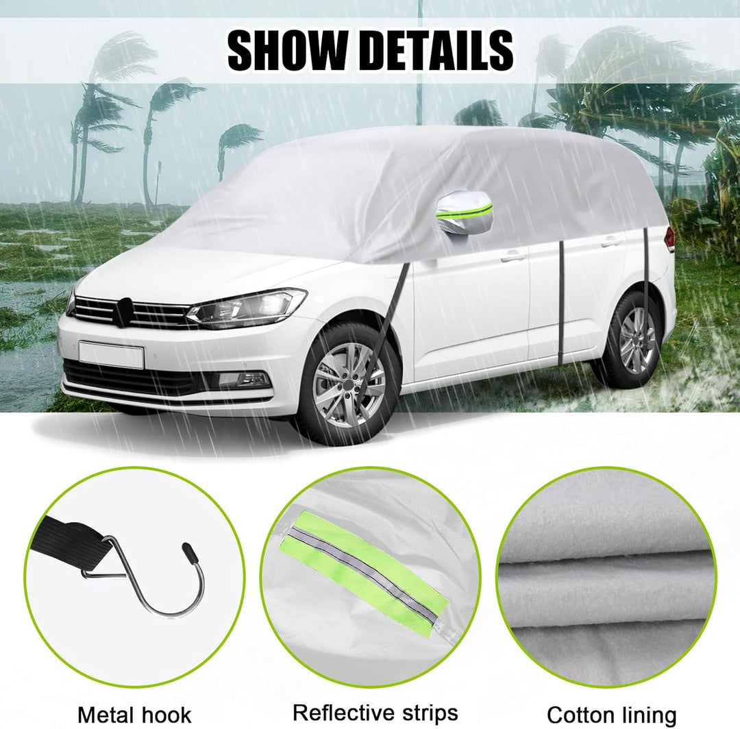 Autoabdeckung Wasserdicht Ersatz für VW Touran 2015-2024, Sonnenfest Hälfte Autoabdeckung, Halbgarag