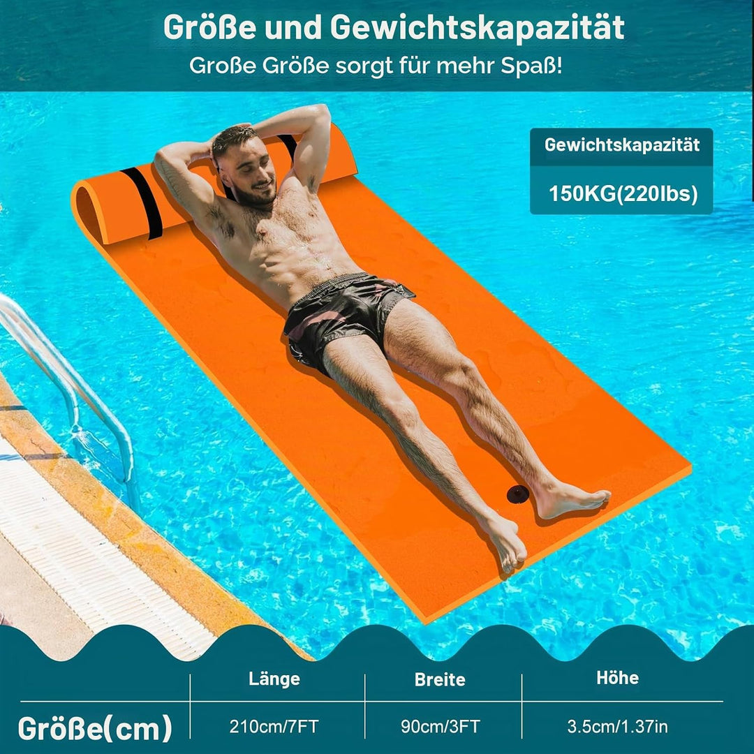 210 x 90 cm Wasserhängematte Wasserkissen für Schwimmbad, Seen, Boote, Flüsse, Meer - Schwimmende Wa
