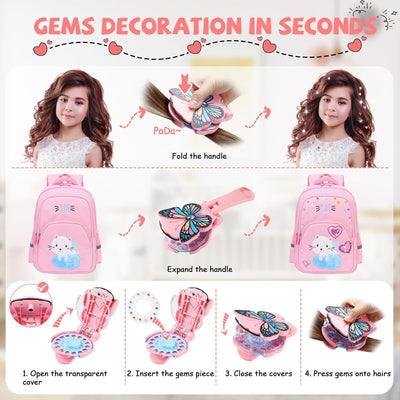 SEMKOTREE Hair Bedazzler Kit, Glitzersteine Haare Maschine mit 630 Hair Gems und Haarsträhnen Kinder