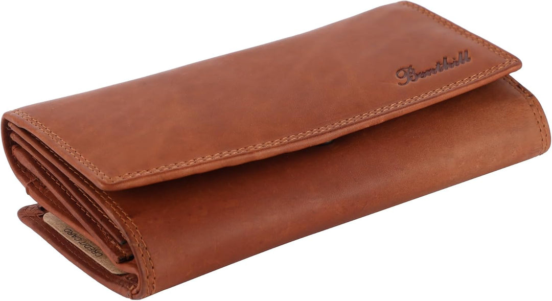Benthill Damen Geldbörse Gross Echt Leder | Grosses Portemonnaie XXL mit RFID Schutz | Vintage Echtl