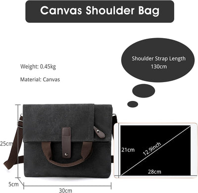 CORIOS Herren Umhängetaschen Canvas Schultertasche Casual Henkeltaschen Gross Schulterhandtasche Han