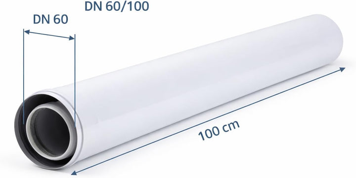 Uzman-Versand, Konzentrische Abgasrohr 1000mm Ø 60/100 mm, Bogen, Winkel, Abgas-Rohr Abgassystem Dop