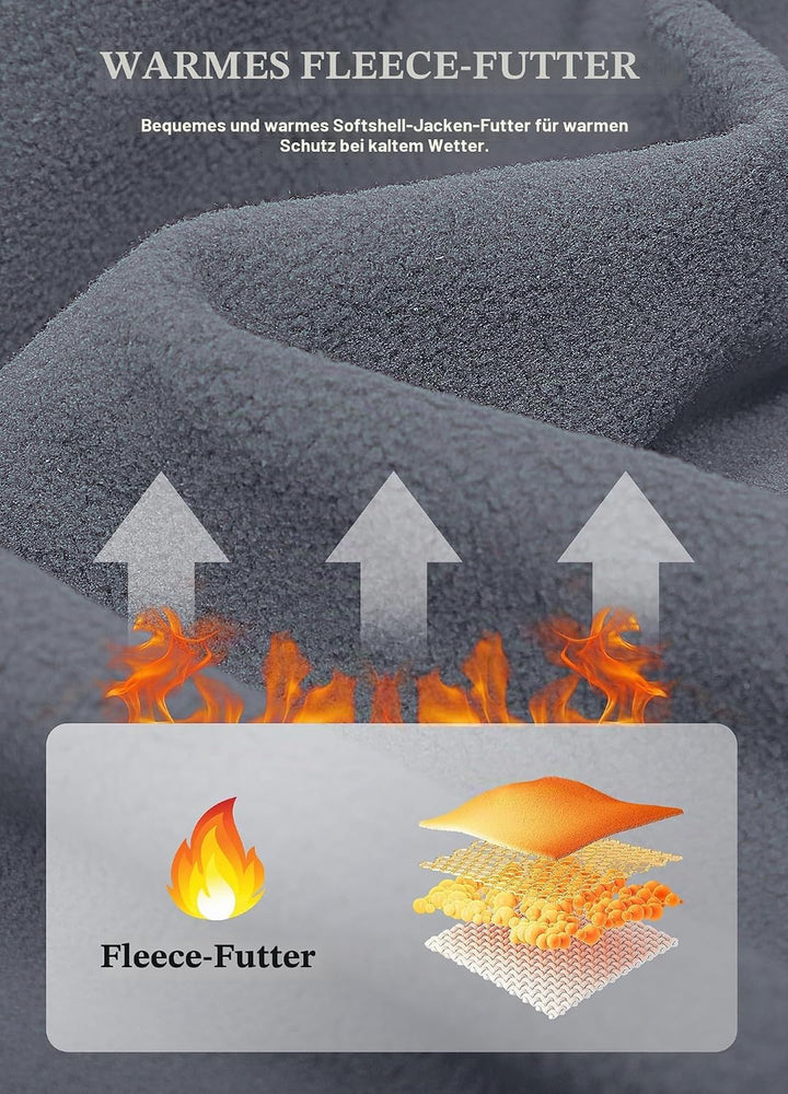 ATLASLAVA Damen Softshelljacke Wasserdichte Atmungsaktive Leichte Fleece Kapuze Übergangsjacke Laufe