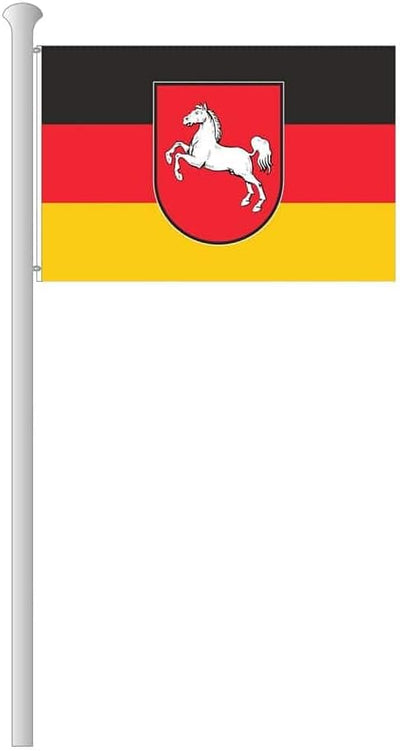Niedersachsen Flagge 150 x 100 cm – für Fahnenmast, Niedersachsen Fahne mit Wappen, aus reissfestem