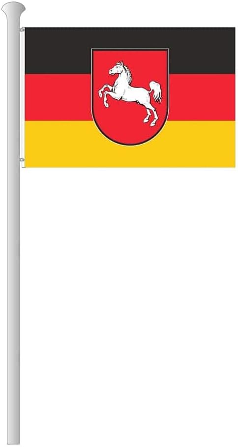 Niedersachsen Flagge 150 x 100 cm – für Fahnenmast, Niedersachsen Fahne mit Wappen, aus reissfestem