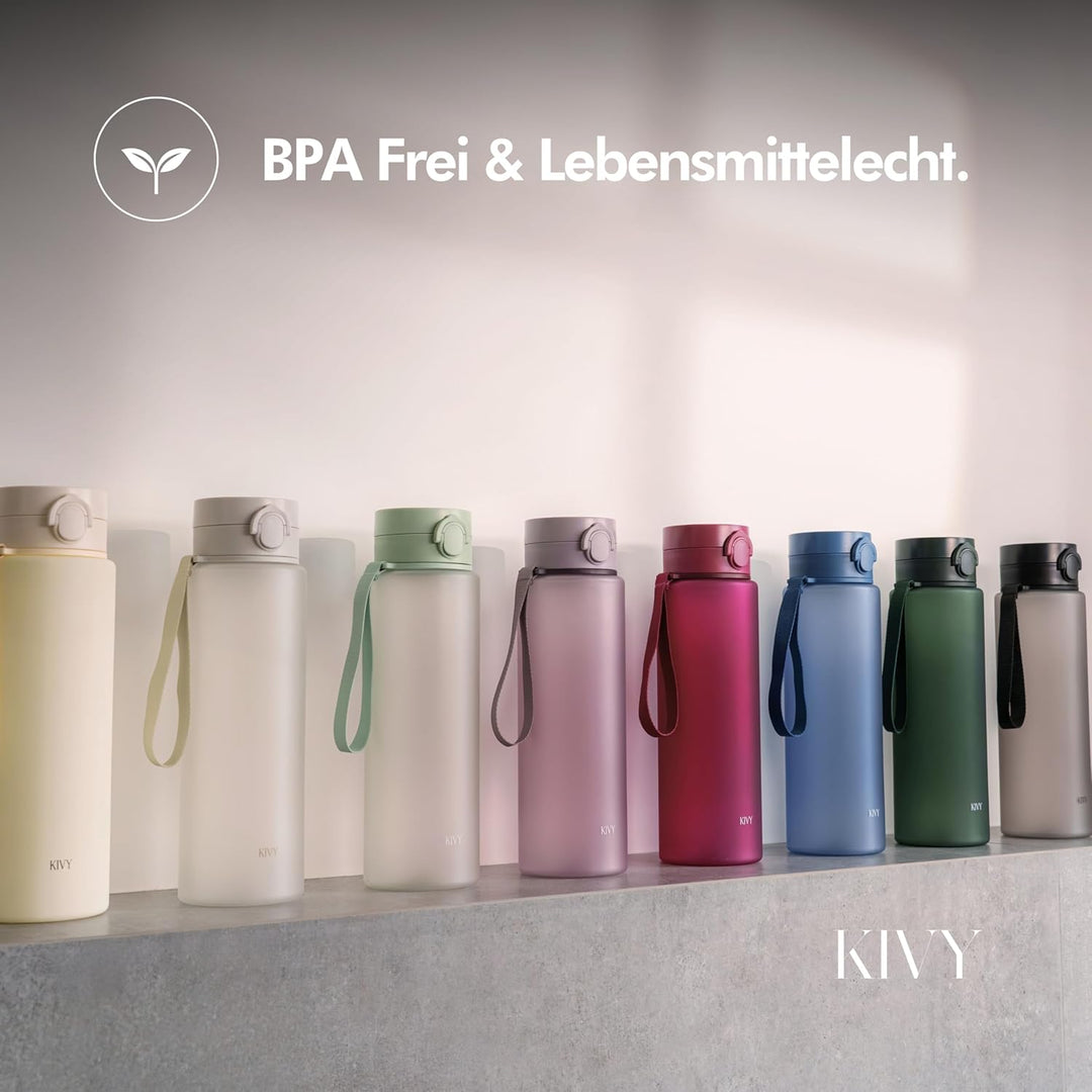 KIVY Tritan-Wasserflasche 1,5 Liter - Kohlensäure geeignet & Auslaufsicher - Für Sport, Schule & Bür