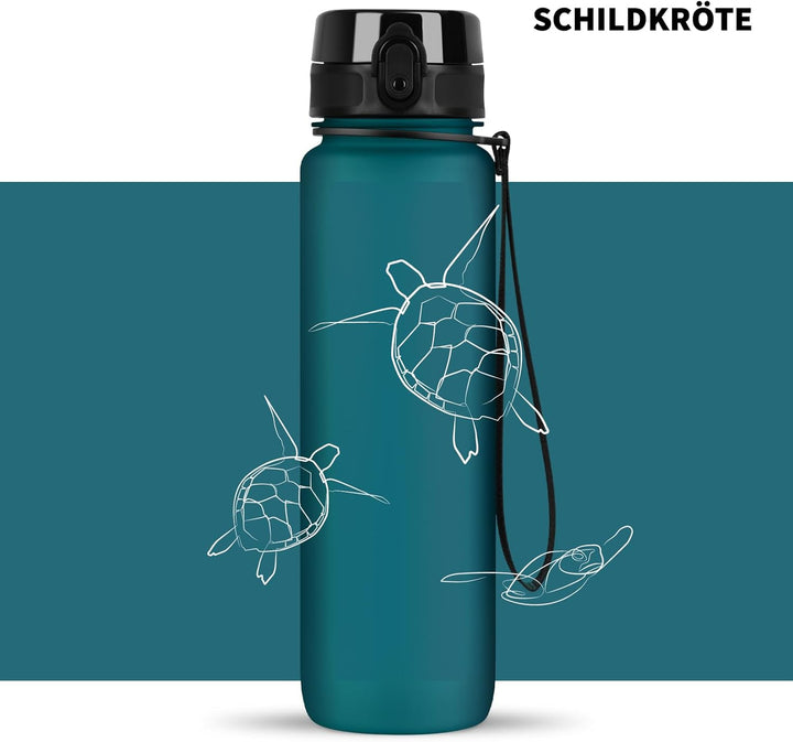 720°DGREE Trinkflasche 1l mit Motiv “uberBottle“ +Sieb - Auslaufsicher, Leicht, BPA-Frei, Bruchsiche