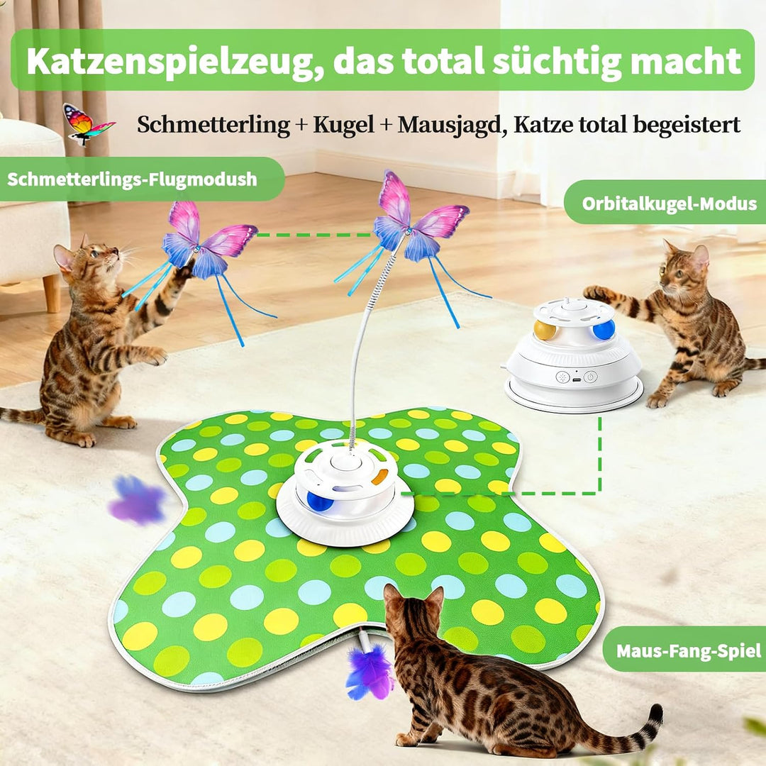 Interaktives Katzenspielzeug Elektrisch: 3-in-1 Automatisches Katzen Spielzeug abs-Material mit Flut