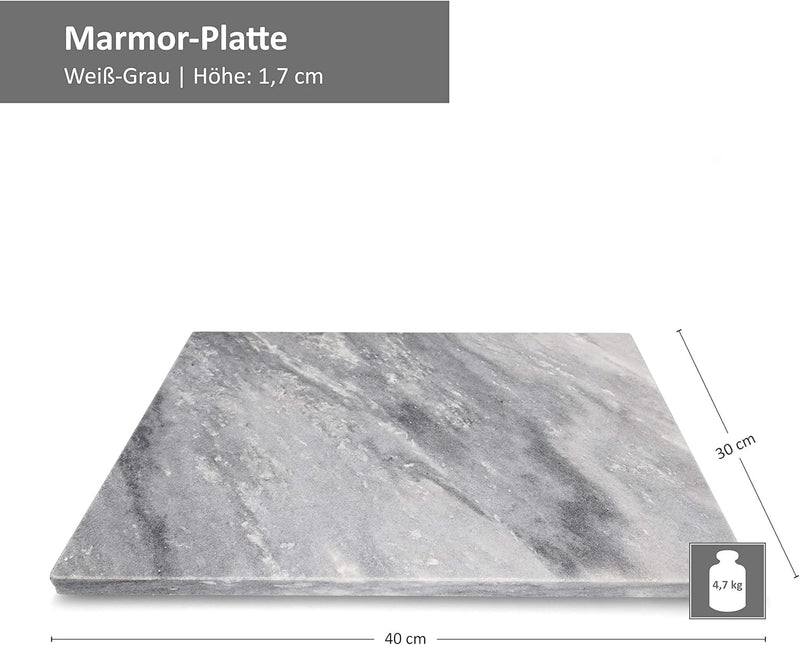 MamboCat Marmor Schneidebrett 30 x 40 cm hitzebeständige Steinplatte I Deko Käseplatte rechteckig I