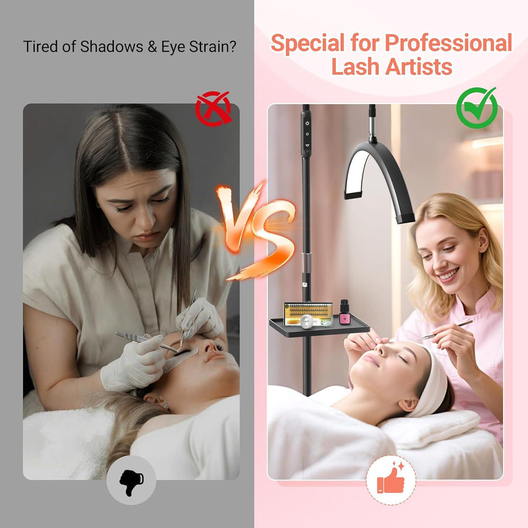 LED Halbmond Wimpern Lampe: Faltbar Wimpernverlängerung Lampe mit 5 Dimmbaren Farben & Drehbar 360°