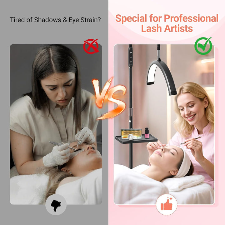 LED Halbmond Wimpern Lampe: Faltbar Wimpernverlängerung Lampe mit 5 Dimmbaren Farben & Drehbar 360°