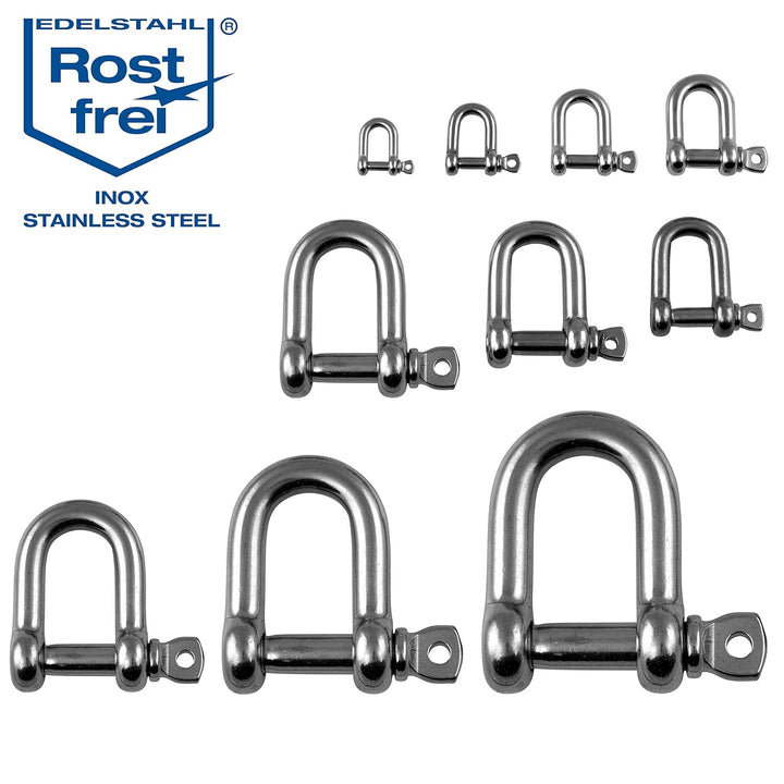 2 Stueck 19-mm Edelstahl Rund-Scheakel aus V4A kurze gerade robuste Form Bruchlast 16.000 kg Schäkel