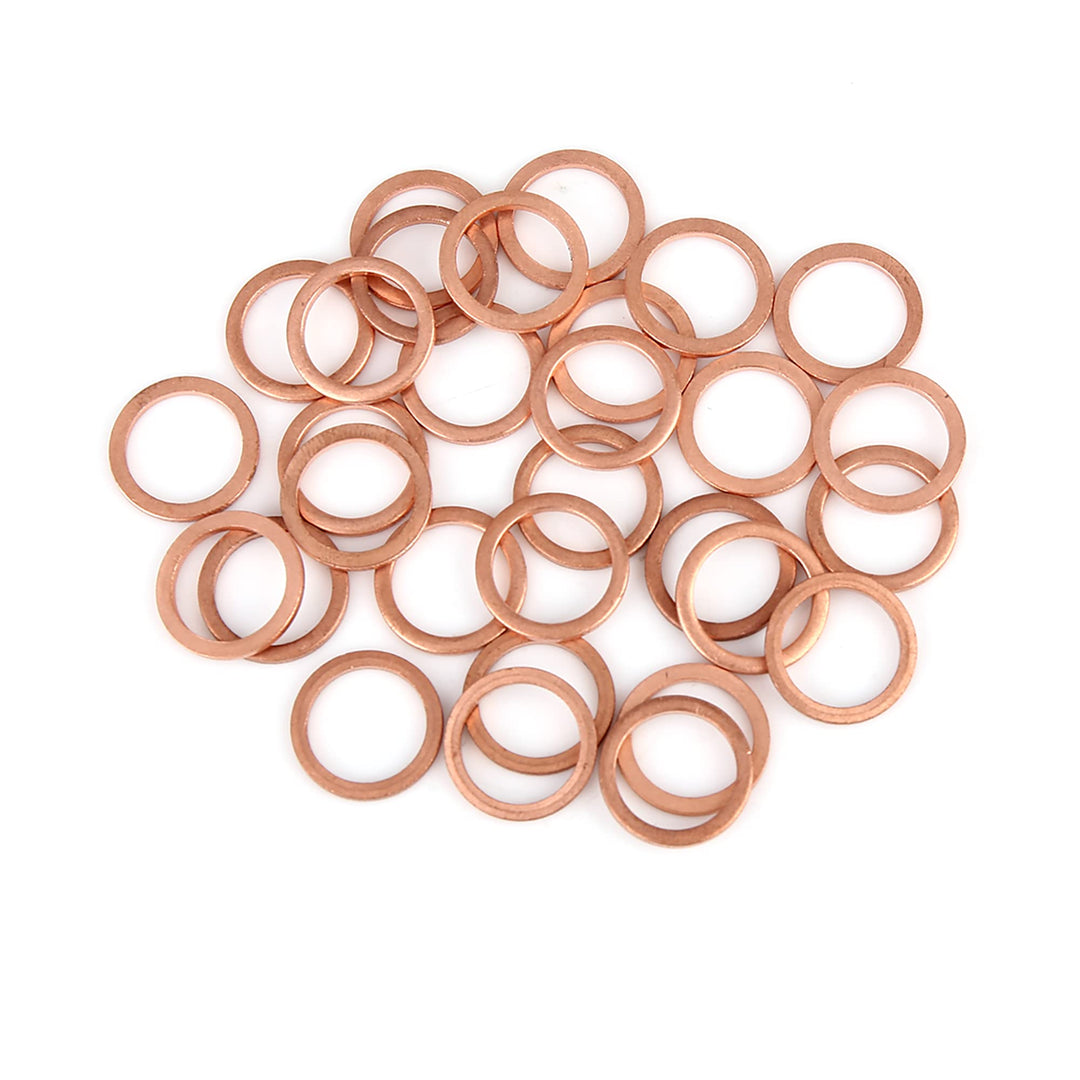 A ABSOPRO 30 Stück Kupfer Scheibe Ersatz 12 x 16 x 1.5mm Flache Dichtung Ring