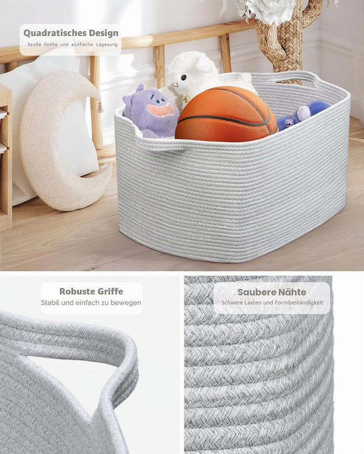 JOJOSEE Faltbarer Wäschekorb, 63L Grosse Wäschesammler, Laundry Baskets aus Baumwolle, Geflochten Au