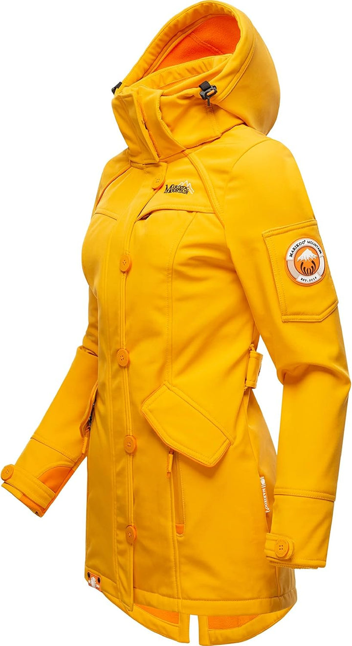 MARIKOO Damen Outdoor Parka Kurzmantel Outdoor Mantel wasserdicht mit Kapuze Soulinaa XS Amber Yello