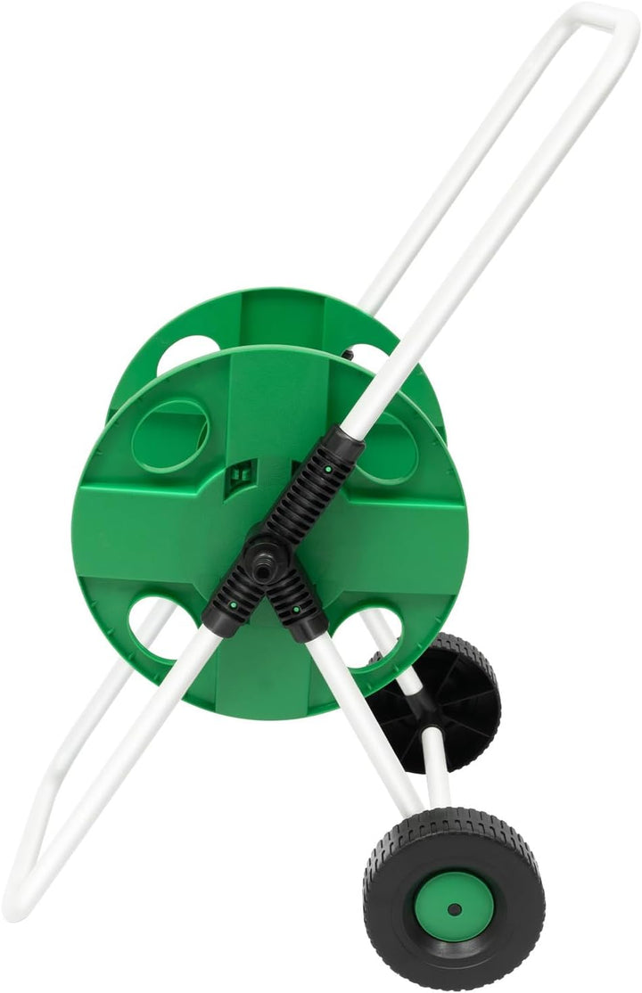 Schlauchwagen Garten 50m, Gartenschlauchwagen mit Handkurbel & 2 Rädern, Schlauchtrommel Kunststoff