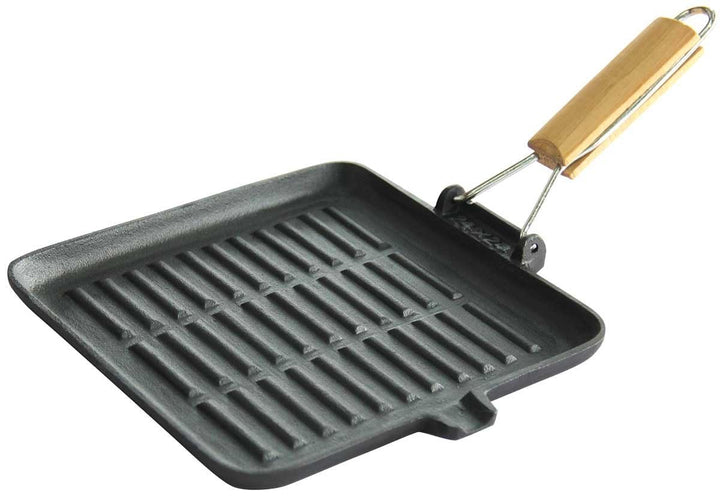 KING HOFF Gusseisenpfanne Grill Pfanne mit Holzgriff Induktion geeignet 24 cm, 24 cm
