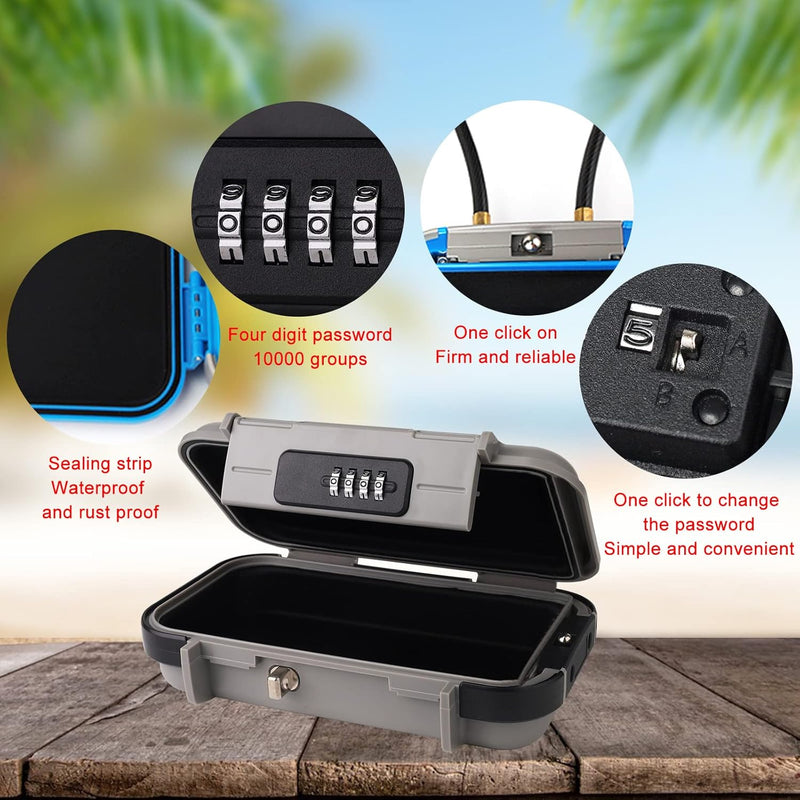NBYT Tragbarer Safe Box, Zahlenschloss Code, wasserdichter Anti-Diebstahl-Mini-Reisesafe mit abnehmb
