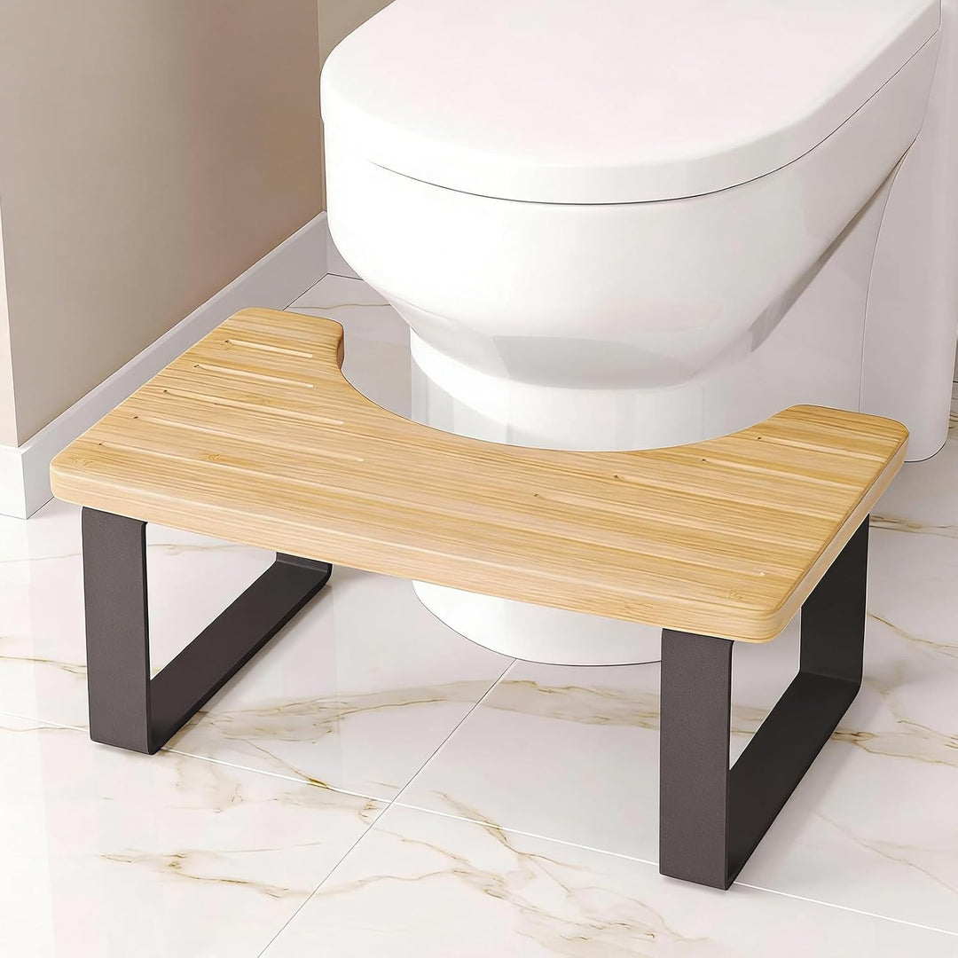 40×20×17cm Toilettenhocker Erwachsene: Badezimmer-Kothocker für Erwachsene, Eisen-Holz Kombinationsm