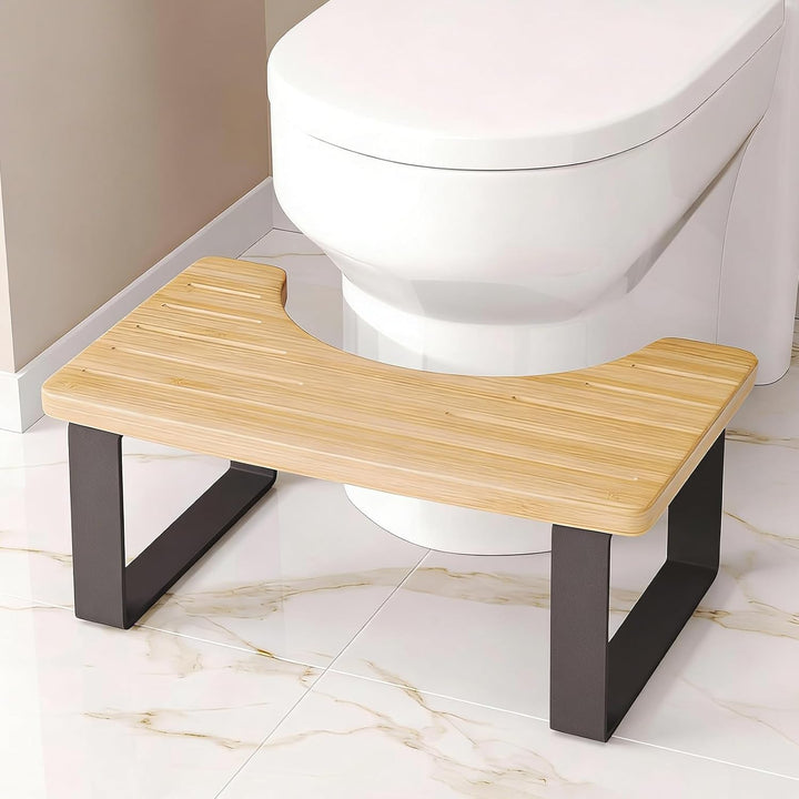 40×20×17cm Toilettenhocker Erwachsene: Badezimmer-Kothocker für Erwachsene, Eisen-Holz Kombinationsm