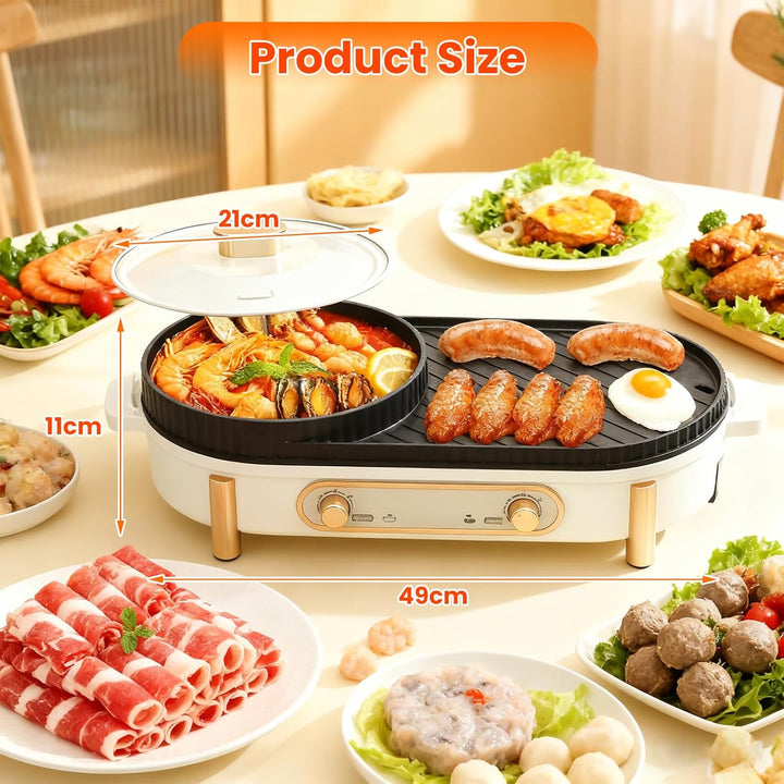 Elektrischer Hot Pot Mit Grill, 2 In 1-Elektrogrill-Hot Pot, Chinesischer Topfkocher, 220 V, 1700 W,