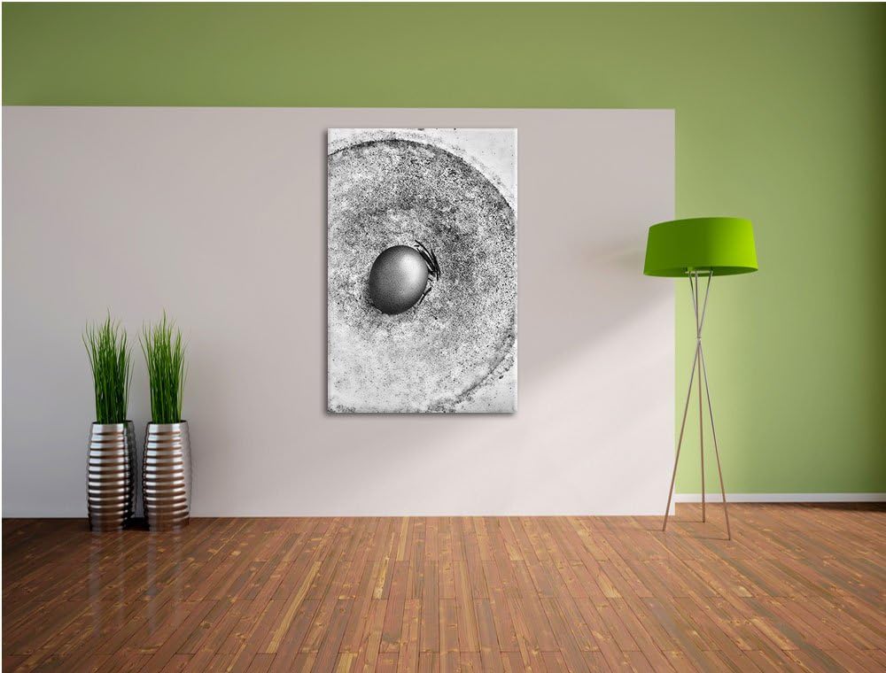 Pixxprint Monocrome, braunes Ei in Keramikschale, Format: 100x70 auf Leinwand, 100x70