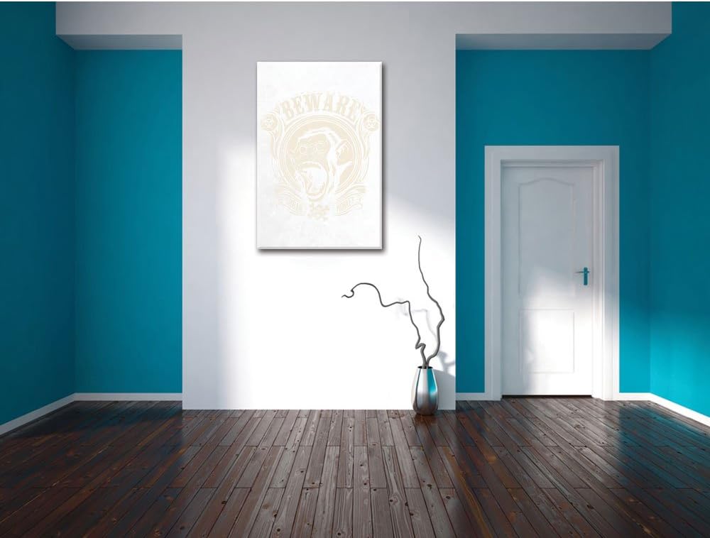 Urban monkey white Bild auf Leinwand, XXL riesige Bilder fertig gerahmt mit Keilrahmen, Kunstdruck a