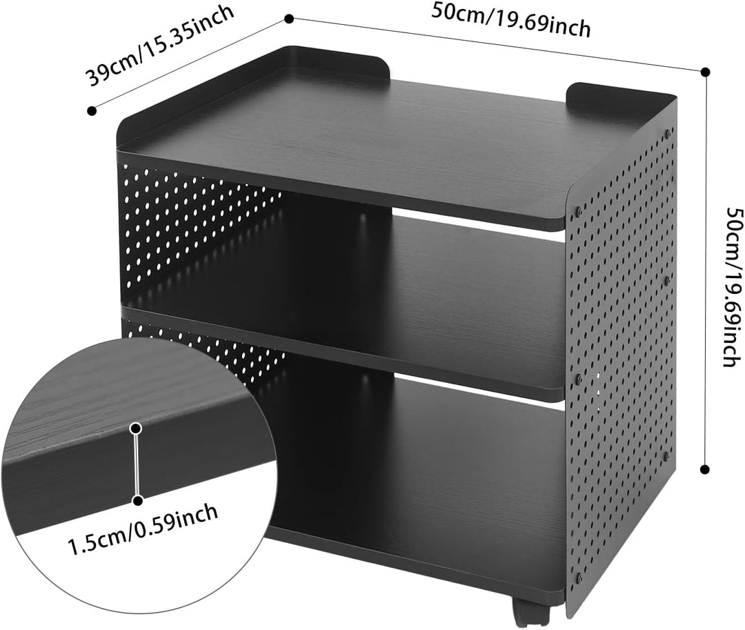 Druckerwagen rollbar 50 * 39 * 50cm 3-Ebene Druckertisch Tragkraft 88,18 Pfund Druckerschrank, Eisen