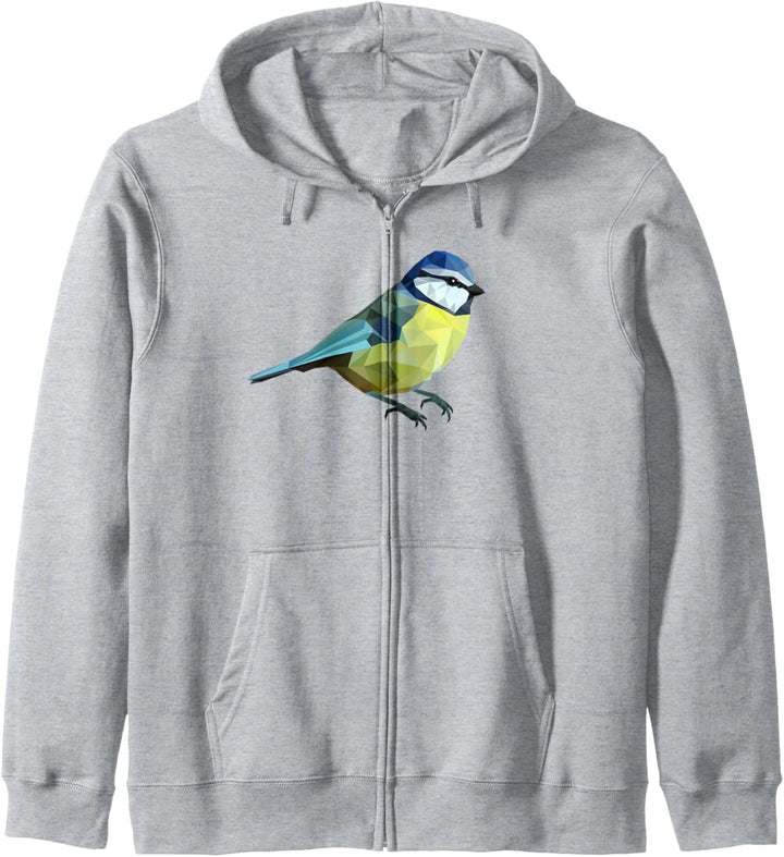 Blaumeise in Polygon-Technik - fluegge Premium Design Kapuzenjacke