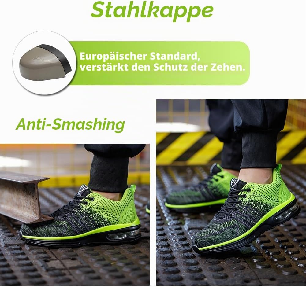 Bawalon Arbeitsschuhe Leicht Herren Sicherheitsschuhe Damen rutschfest Sportlich Stahlkappenschuhe A
