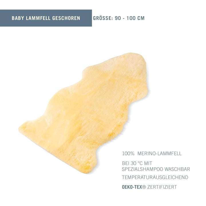 Baby-Lammfell geschoren 90-100cm 90-100 cm, 90-100 cm
