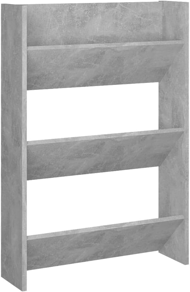 homiuse Wand Schuhschrank 60x18x90 cm mit 3 Kippböden Schuhregal Wandbefestigung Betongrau Schuhbank