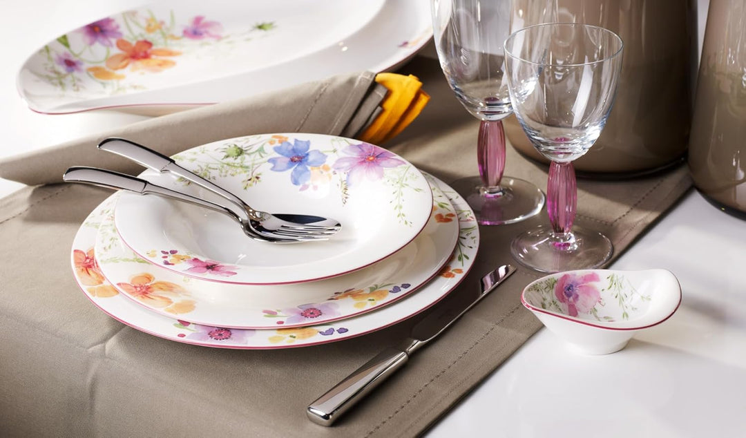 Villeroy und Boch Mariefleur Basic Suppenteller, 23 cm, Premium Porzellan, weiss/bunt Landhaus & Rus