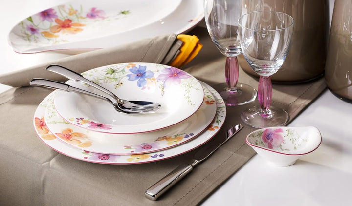 Villeroy und Boch Mariefleur Basic Suppenteller, 23 cm, Premium Porzellan, weiss/bunt Landhaus & Rus