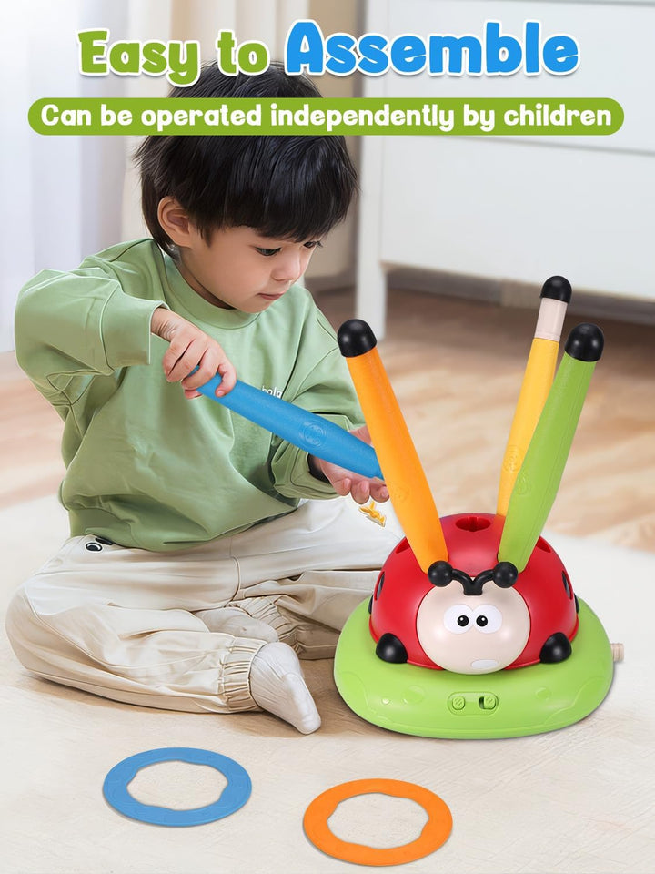 3 in 1 Spiele für Kinder, Raketen Spielzeug, Seilspringmaschine Kinder, Ringwurfspiel für Kinders, S