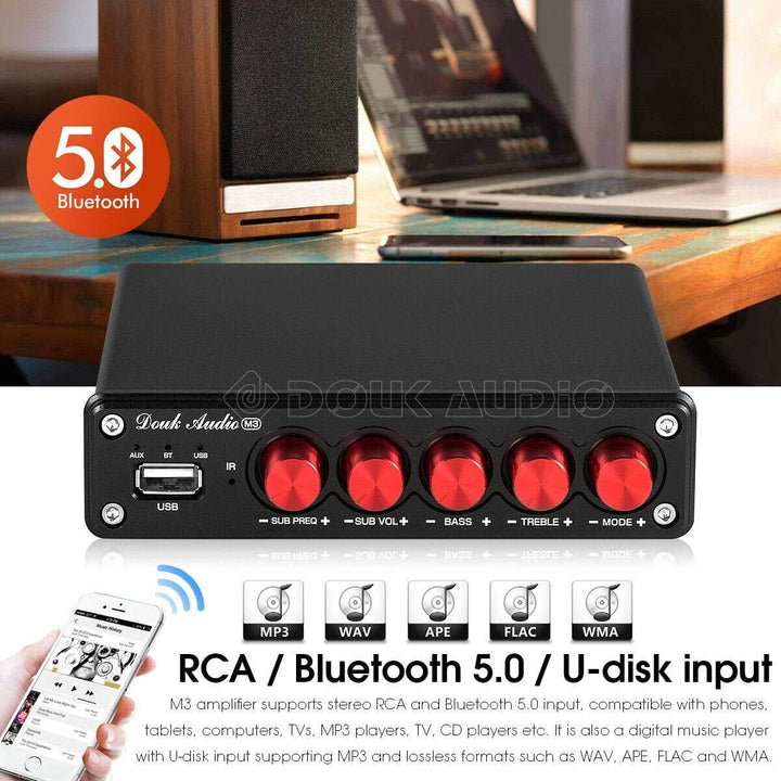 Douk Audio M3 Bluetooth 5.0 Verstärker Stereo Audio Receiver 2.1 Channel Mini Hi-Fi Amplifier Class