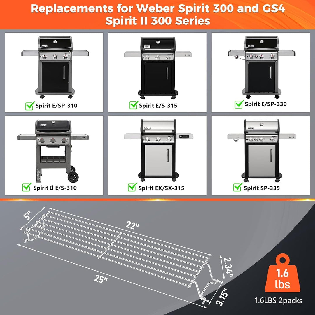 QuliMetal Edelstahl-Warmhalterost für Weber Spirit 300, Grill-Ersatzteil für Weber Spirit II 300 Ser