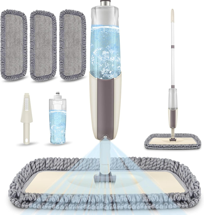 Sprühwischer Bodenwischer Wischer mit Sprühfunktion, MEXERRIS Spray Mop 360 Grad Rotierender Wischmo