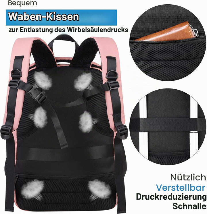 YIORMIOR Schulrucksack Mädchen Teenager, Rucksack Damen Schule Daypacks für 15.6 Zoll Laptop Rucksac