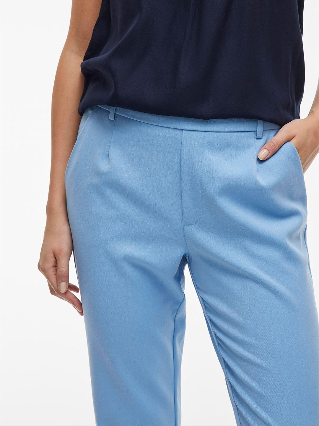 Vila Female High Waist Hose VIVARONE Slim Fit, 32 Blau (Blissful Blue)