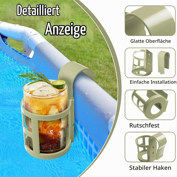 4 Stück Pool Getränkehalter, Poolrand Bierhalter, Schwimmbecken Becherhalter, Wasserbecher Hängehalt