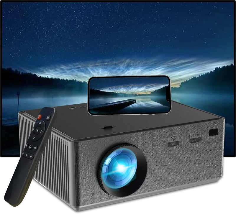 Beamer 5G WiFi Bluetooth Projektor, Full HD 1080P Projektor Kino 4K 8500L Oudoor Mini Projektor trag