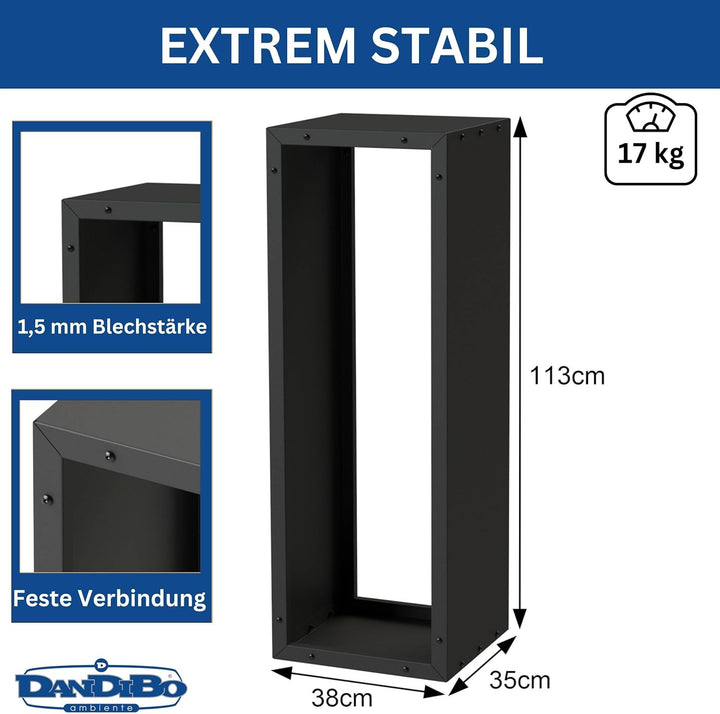 DanDiBo Kaminholzregal Innen Metall Schwarz 96600 Brennholzregal Holzaufbewahrung Kaminholzständer F